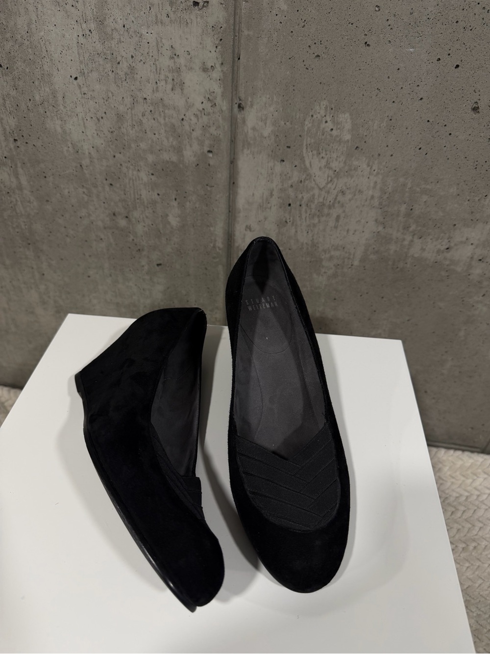 Stuart Weitzman Black Suede Platform Pumps